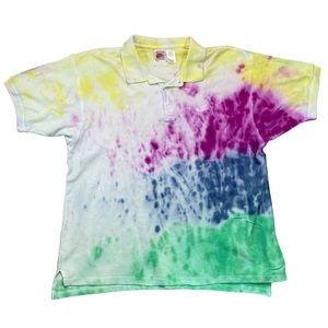 Vintage Nike Tie Dye Polo Shirt Multi Color